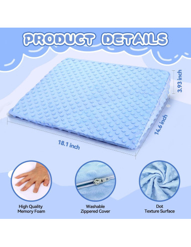 Almohada en Cuña BlissfulAbode Azul Espuma Viscoelástica