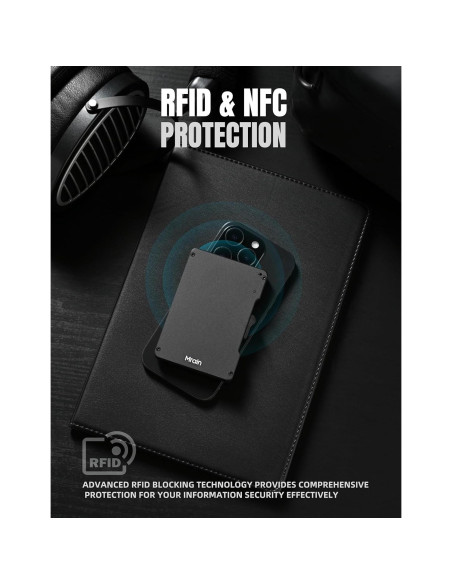 Billetera Slim Metálica Mrain con Clip para Dinero RFID - Negro Billetera Slim Metálica Mrain con Clip para Dinero RFID - Negro