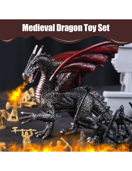 Juego de Figuras de Acción 3 Nutrias Dragón Medieval 230PCS Juego de Figuras de Acción 3 Nutrias Dragón Medieval 230PCS