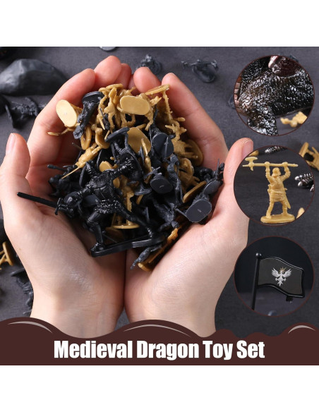 Juego de Figuras de Acción 3 Nutrias Dragón Medieval 230PCS Juego de Figuras de Acción 3 Nutrias Dragón Medieval 230PCS