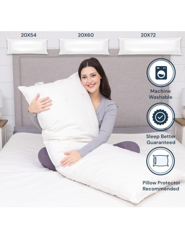 Almohada Corporal Pillowtex 20x60 cm Plumas Ganso Blanco