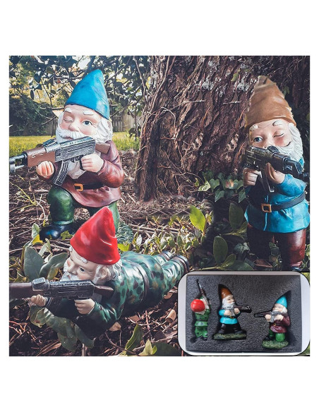 Gnomos de Jardín Militares GAZETSZ 11.43 cm Decoración Gnomos de Jardín Militares GAZETSZ 11.43 cm Decoración