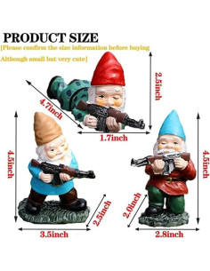 Gnomos de Jardín Militares GAZETSZ 11.43 cm Decoración 2