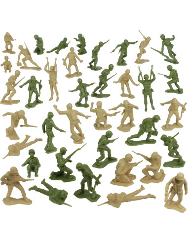 Figuras de Soldados de Plástico BMC 38pc WW2 Verde y Tan