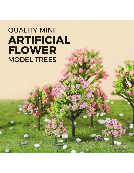 Yetaha 10 Piezas Árboles Artificiales Rosa para Jardín Miniatura Yetaha 10 Piezas Árboles Artificiales Rosa para Jardín Miniatura