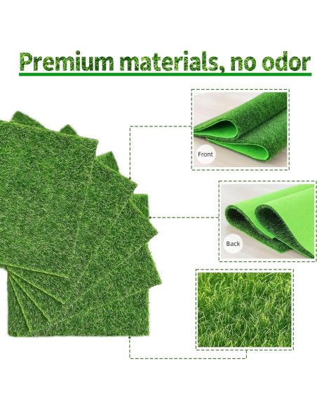 4 Paquetes de Césped Falso 15x15 cm KAEZDD para Manualidades 4 Paquetes de Césped Falso 15x15 cm KAEZDD para Manualidades