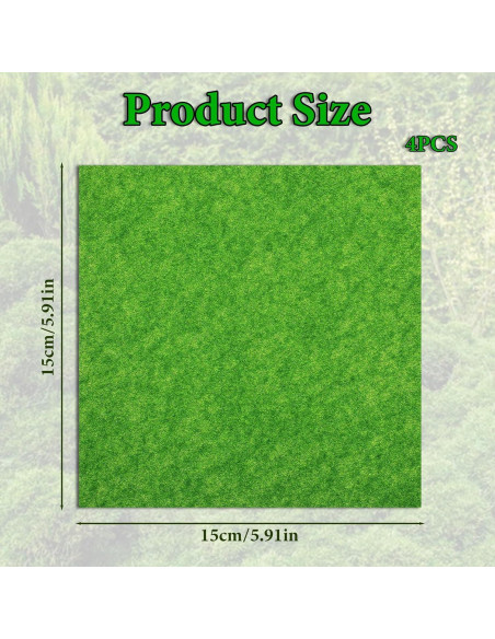 4PCS Césped Artificial Verde 15x15cm para Manualidades DIY 4PCS Césped Artificial Verde 15x15cm para Manualidades DIY