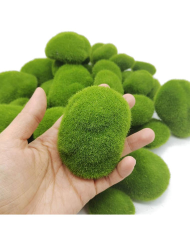 Rocas de Musgo Artificial TIHOOD 40PCS Verde Decoración