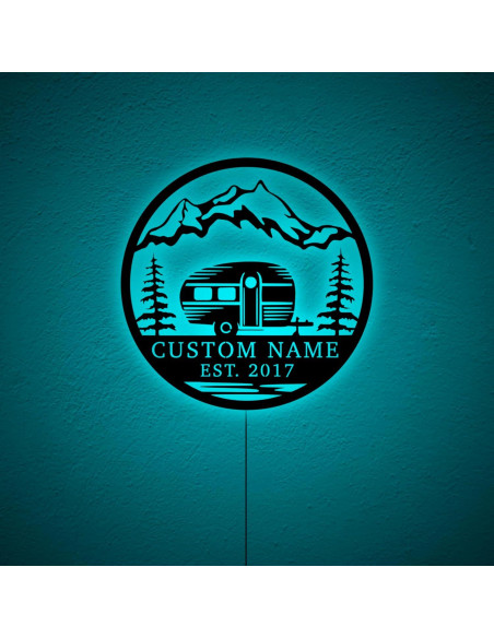 Cartel Personalizado LED SAFESYZ 5ta Rueda Camping 16 Colores Cartel Personalizado LED SAFESYZ 5ta Rueda Camping 16 Colores