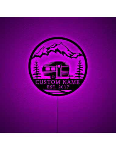 Cartel Personalizado LED SAFESYZ 5ta Rueda Camping 16 Colores