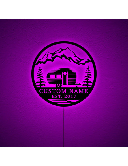 Cartel Personalizado LED SAFESYZ 5ta Rueda Camping 16 Colores Cartel Personalizado LED SAFESYZ 5ta Rueda Camping 16 Colores