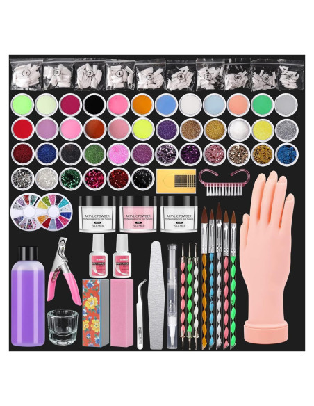Kit de Uñas Acrílicas DE con Mano de Práctica y Accesorios Kit de Uñas Acrílicas DE con Mano de Práctica y Accesorios