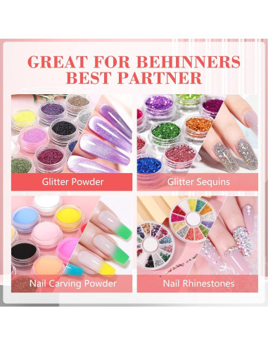 Kit de Uñas Acrílicas DE con Mano de Práctica y Accesorios
