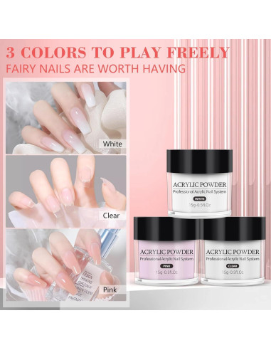 Kit de Uñas Acrílicas DE con Mano de Práctica y Accesorios