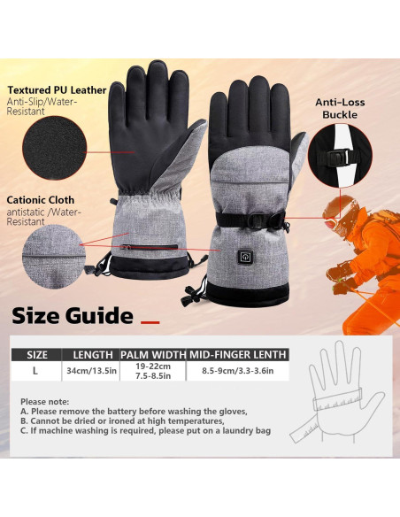 Guantes Calentados EITVLAGE Recargables Táctiles Impermeables Guantes Calentados EITVLAGE Recargables Táctiles Impermeables