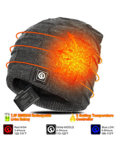 Gorro Térmico Calentado Sun Will Eléctrico Recargable Gris 2