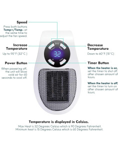 Calentador Eléctrico Alpha 500W Enchufable con Pantalla LED 2