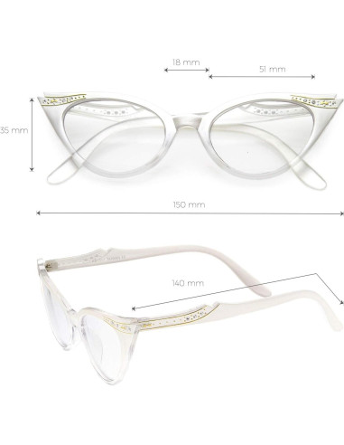 Gafas de Ojo de Gato Retro ZeroUV con Rhinestones 51mm