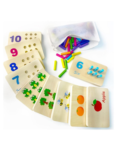Tablero de Contar Números de Madera BEWITU para Niños 3-5 Años