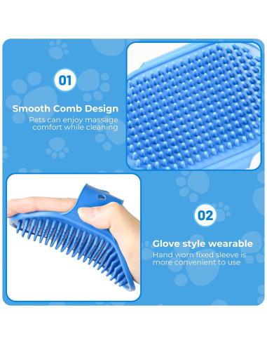 Set de 2 Guantes y Cepillo de Baño para Mascotas IDQQUQQ