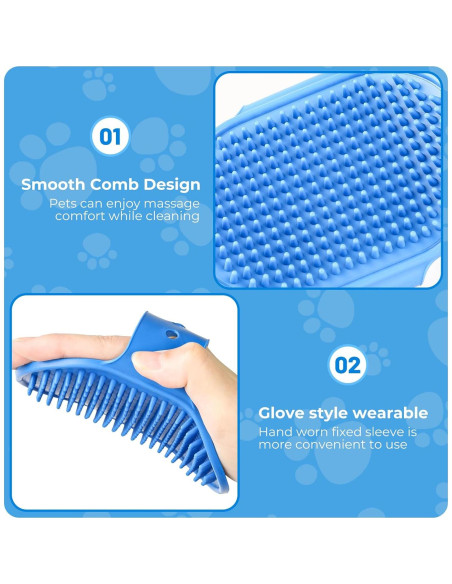 Set de 2 Guantes y Cepillo de Baño para Mascotas IDQQUQQ Set de 2 Guantes y Cepillo de Baño para Mascotas IDQQUQQ