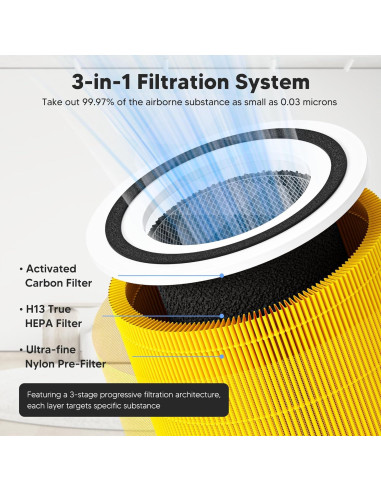 Filtro de Reemplazo Funmit Core 300 H13 para Purificador