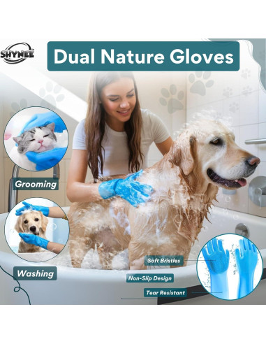 Kit de Aseo para Perros 8 Piezas SHYNEE - Cepillo y Guantes