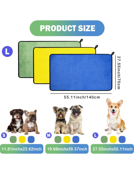 Toallas para Perros MICOOYO 3PCS Absorbentes Grandes Toallas para Perros MICOOYO 3PCS Absorbentes Grandes