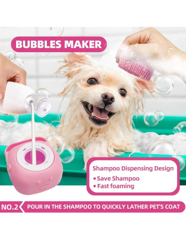 Kit de Aseo para Mascotas KUEIOX - Cepillos y Toalla Rosa