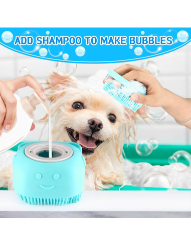 VIWIK Kit de Aseo para Mascotas: Cepillo y Guantes Azul