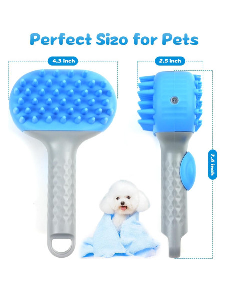 Cepillo de baño 2 en 1 Beelike para perros y gatos azul Cepillo de baño 2 en 1 Beelike para perros y gatos azul