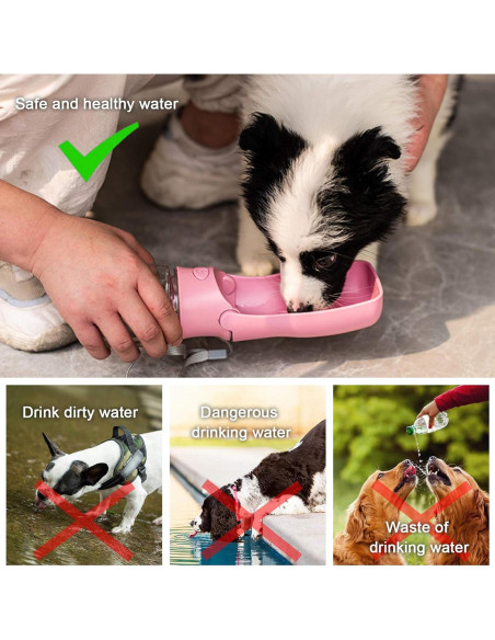 Botella de Agua Plegable para Perros COMTENS 350ml Rosa Botella de Agua Plegable para Perros COMTENS 350ml Rosa