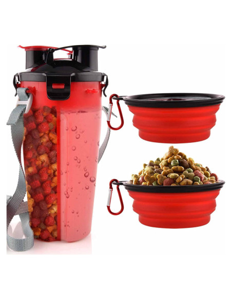Botella de Agua y Comida para Perros Guardians 2 en 1 Rojo Botella de Agua y Comida para Perros Guardians 2 en 1 Rojo