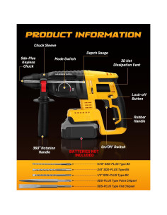 Taladro de Martillo Inalámbrico Dewalt 20V MAX SDS-Plus 4 en 1 2