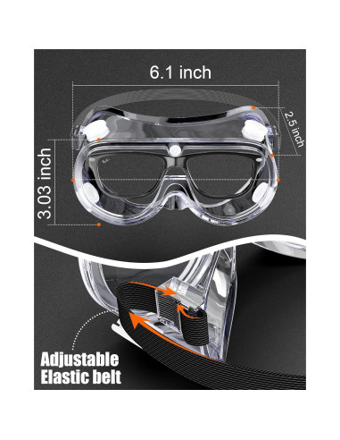 Gafas de Seguridad de Laboratorio PVC Anti-empañante Ajustables