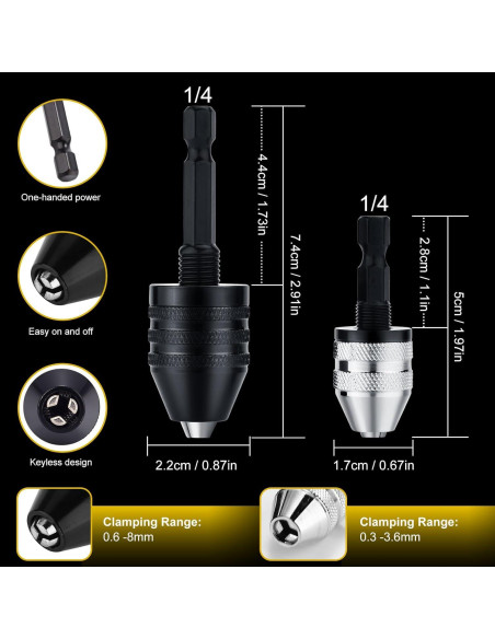 Adaptador Chuck Sin Llave Valkynos 0.6-8mm y 0.3-3.6mm Adaptador Chuck Sin Llave Valkynos 0.6-8mm y 0.3-3.6mm
