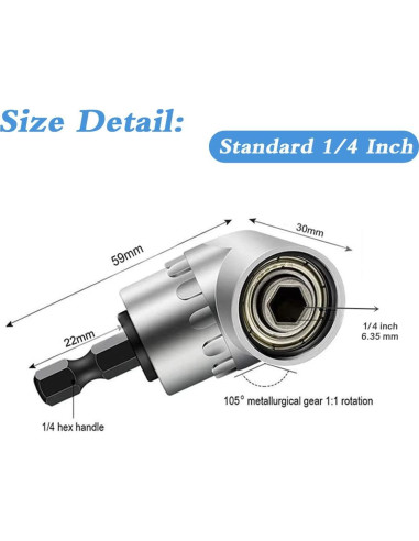 Adaptador de Taladro de Ángulo Recto 105 YFLY 1/4" Hexagonal