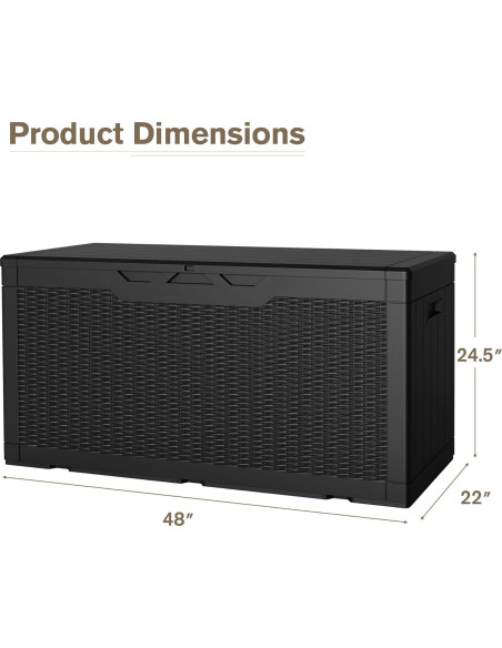 Caja de Almacenamiento JUMMICO 378.5L Impermeable Negra Caja de Almacenamiento JUMMICO 378.5L Impermeable Negra