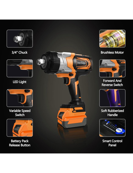 Llave de impacto inalámbrica DeWalt 20V MAX 3/4" 2000N.m Llave de impacto inalámbrica DeWalt 20V MAX 3/4" 2000N.m
