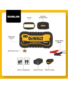 Arrancador Portátil DEWALT DXAELJ25 2500 Amperios Pico USB 2