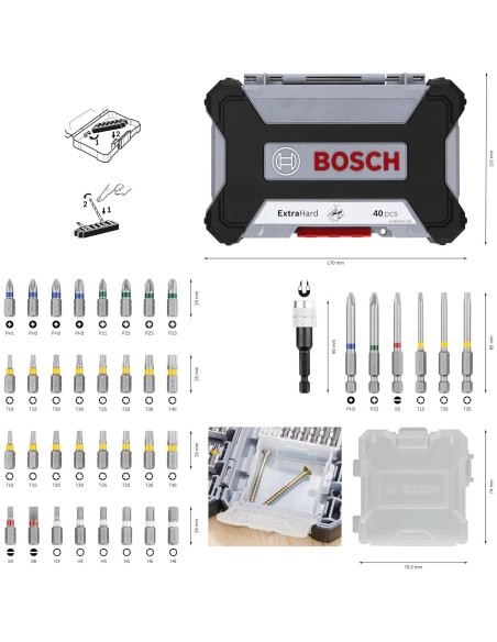 Conjunto de Taladros Bosch Profesional 40 Piezas con Soporte Conjunto de Taladros Bosch Profesional 40 Piezas con Soporte
