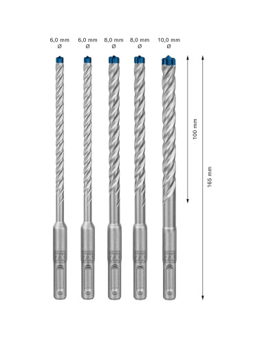 Juego de Brocas de Martillo Bosch EXPERT SDS plus-7X 6-10 mm