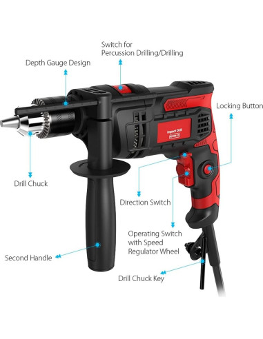 Taladro de Percusión Vistreck 850W 2 en 1 Velocidad Variable