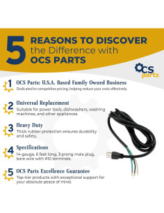 Cable de Alimentación OCS Parts 14 AWG 1.83m para Sierra Skil/Bosch 2