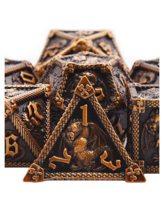 Juego de Dados DND de Metal AUSTOR 7 Caras Dorado Antiguo