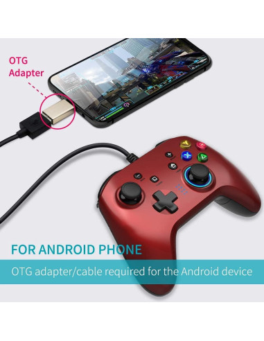 Controlador de Juego Con Cable LASA para PC y PS3 - 2m USB