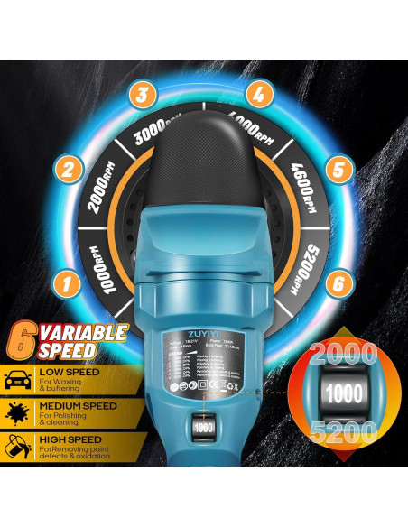 Pulidora Inalámbrica ZUYIYI 5" 900W para Detallado de Autos Pulidora Inalámbrica ZUYIYI 5" 900W para Detallado de Autos