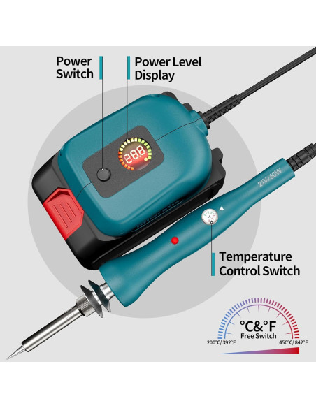 Kit de Soldador Inalámbrico HHieratic 60W para Batería 18V Kit de Soldador Inalámbrico HHieratic 60W para Batería 18V
