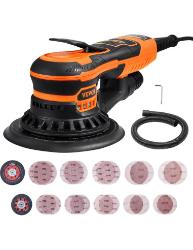 Lijadora Orbital Aleatoria VEVOR 350W 5 y 6 Pulgadas con 20 Papeles