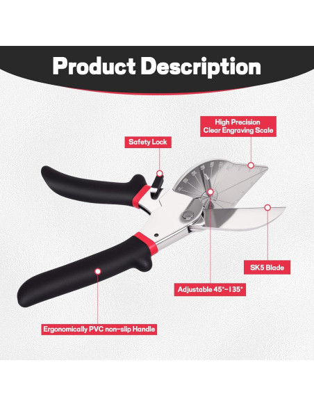 Tijeras de Inglete BECOMFY con Cuchilla SK5 y Ajuste 45-135 Tijeras de Inglete BECOMFY con Cuchilla SK5 y Ajuste 45-135